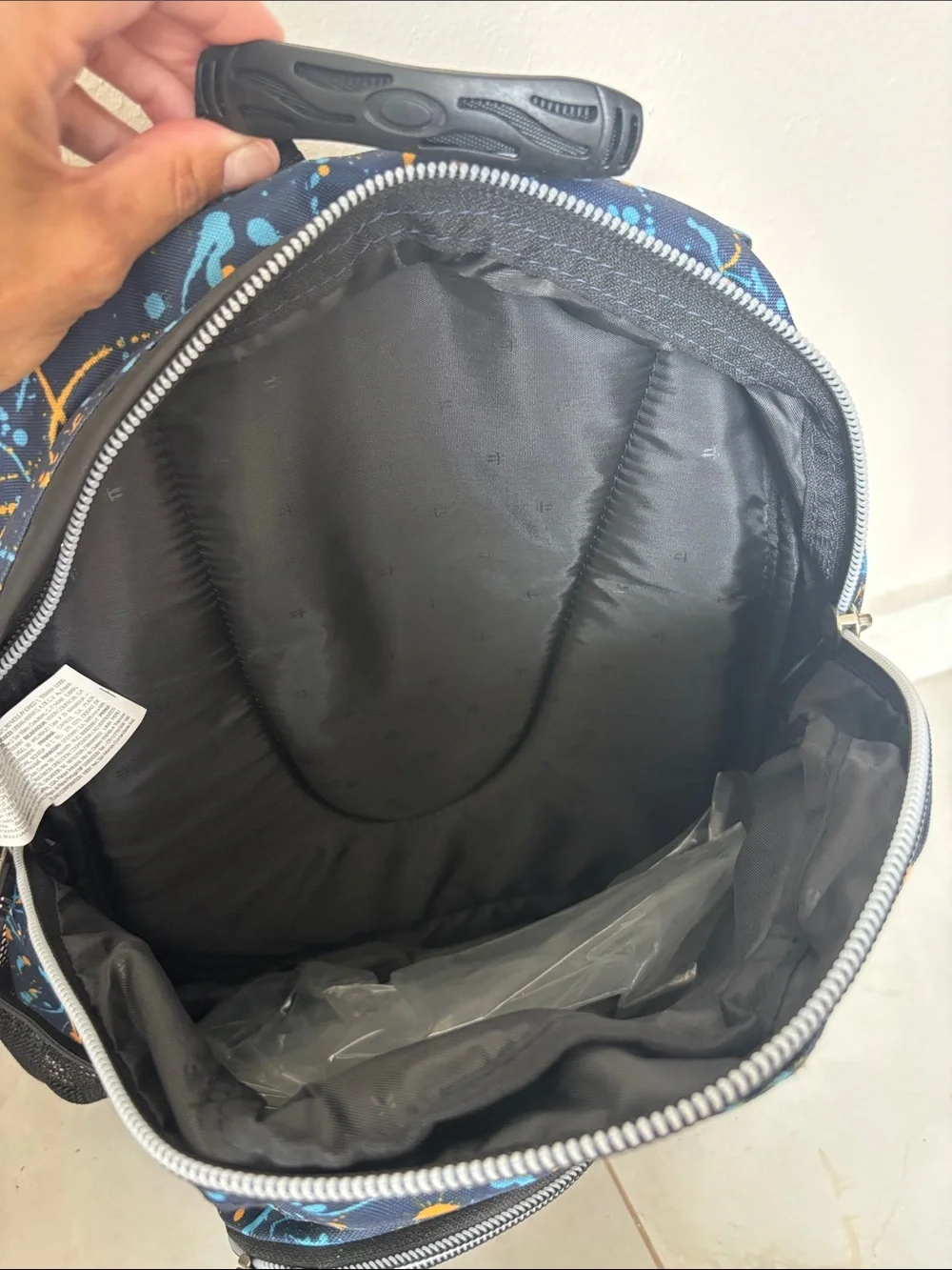 NWT Totto Navy Blue Backpack with Yellow and Light Blue Splatter